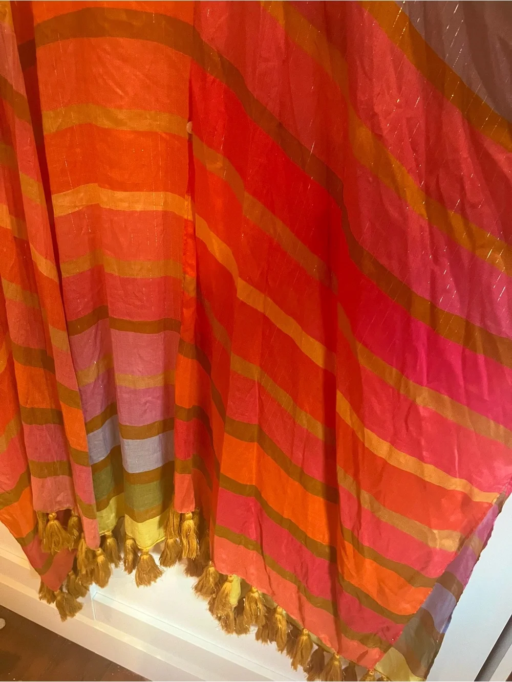 FARM Rio Rio Tassel Cover-Up | Multicolor Striped Metallic Kimono | One Size